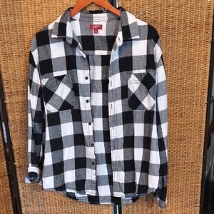 Arizona Jean Company Black and White Checkered Shirt XL
